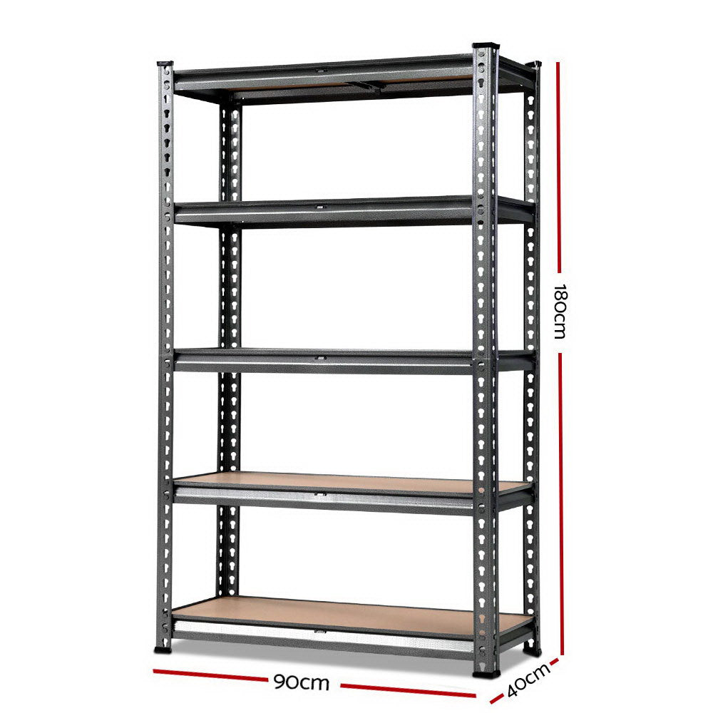 1.8M 5-Shelves Steel Warehouse Shelving Racking Garage Storage Rack Grey - image2