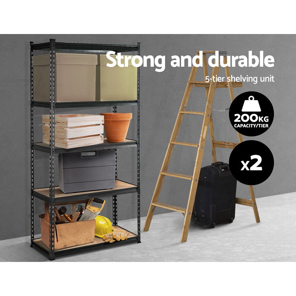 2x0.9M 5-Shelves Steel Warehouse Shelving Racking Garage Storage Rack Grey - image3