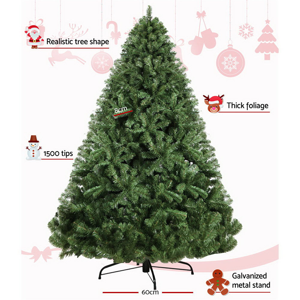 2.4M 8FT Christmas Tree Xmas Decoration Home Decor 1500 Tips Green - image3