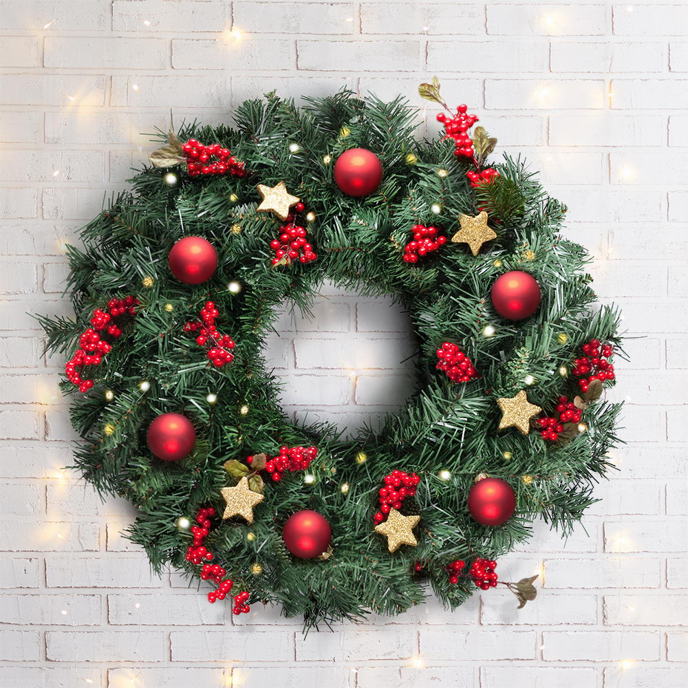 60cm Christmas Wreath - Green - image7