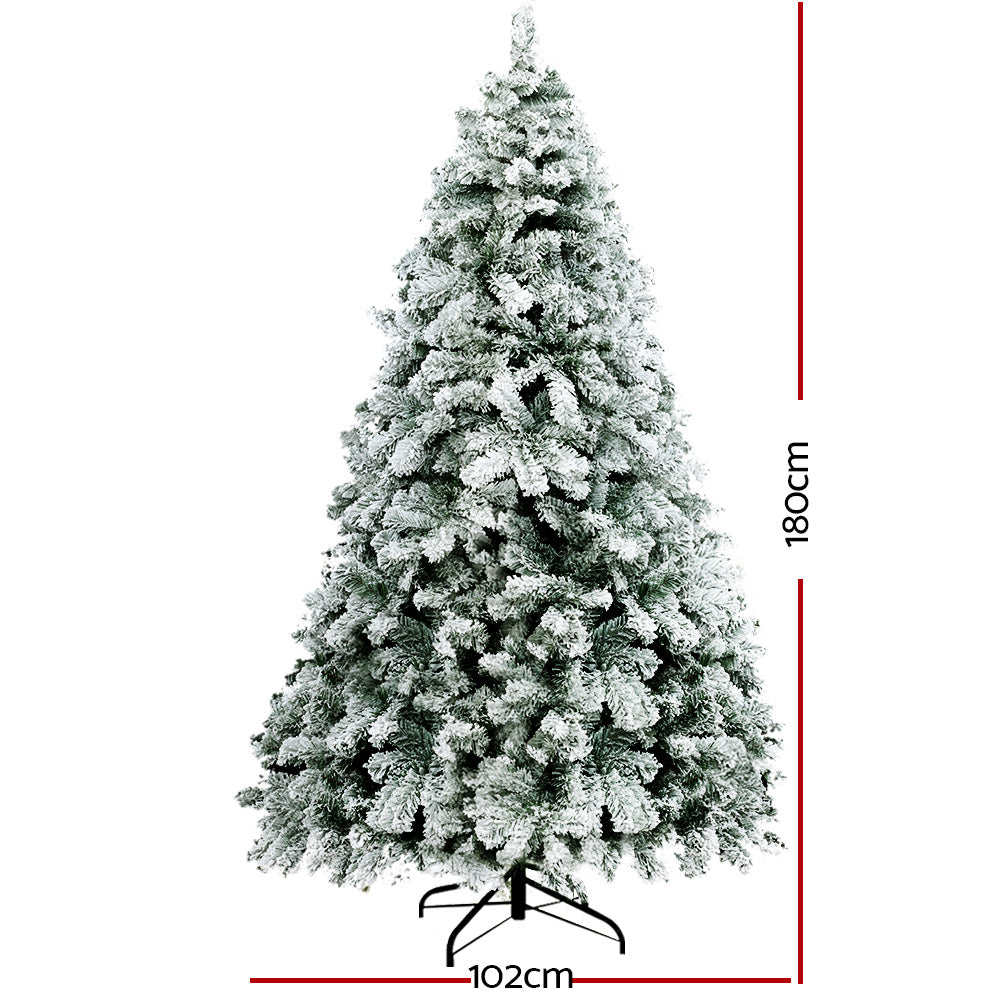 Snowy Christmas Tree 1.8M 6FT Xmas Decorations 520 Tips - image2