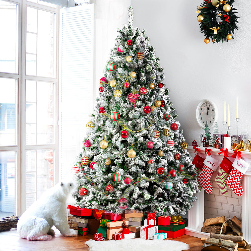 Snowy Christmas Tree 1.8M 6FT Xmas Decorations 520 Tips - image8