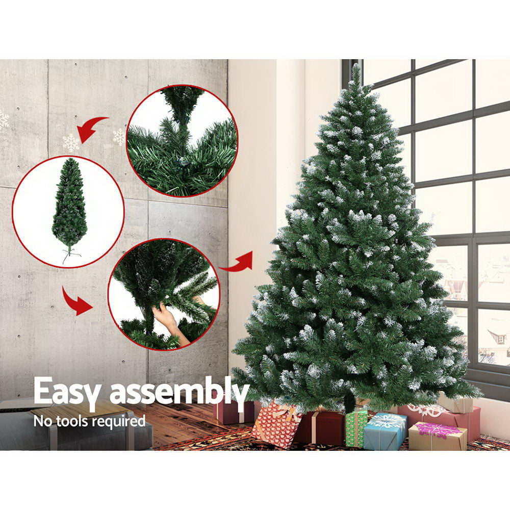 2.4M 8FT Christmas Tree Xmas Home Decoration 1400 Tips Snowy Green - image5