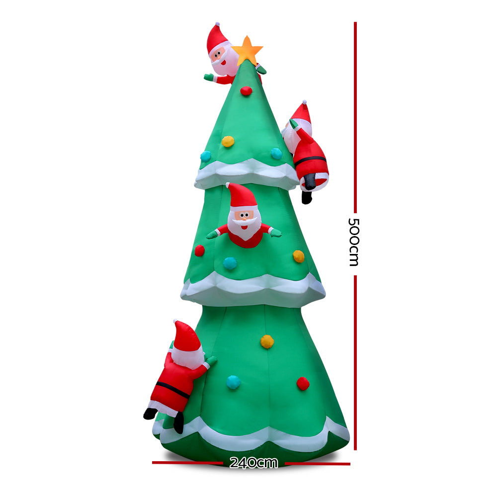 5M Christmas Inflatable Santa on Christmas Tree Xmas Decor LED - image2