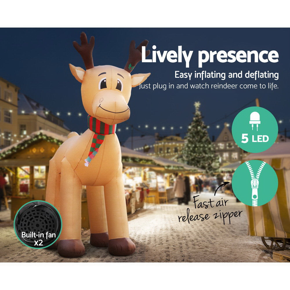 5M Christmas Inflatable Reindeer Giant Deer Air-Power Light Inside - image5