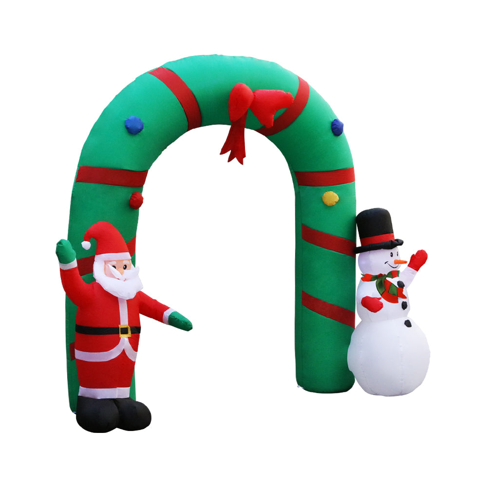 2.8M Christmas Inflatable Giant Arch Way Santa Snowman Light Decor - image1