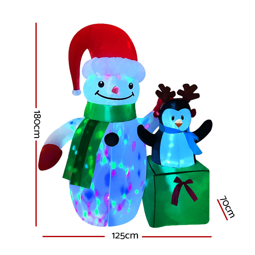 Inflatable Christmas 2.4M Snowman LED Lights Outdoor Decorations - image2