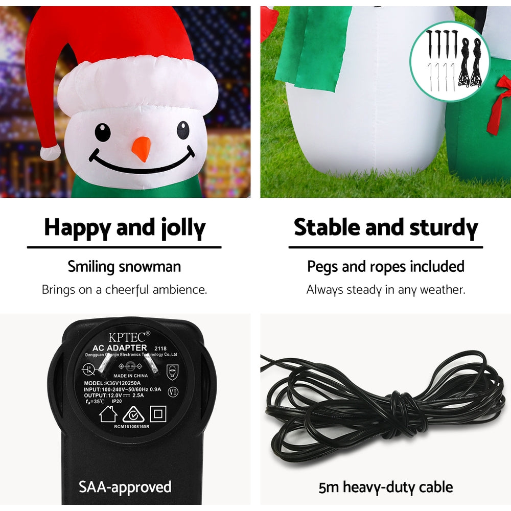 Inflatable Christmas 2.4M Snowman LED Lights Outdoor Decorations - image7