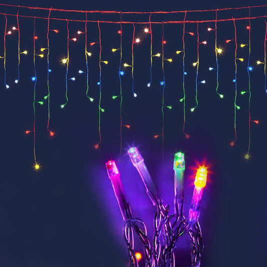 500 LED Solar Powered Christmas Icicle Lights 20M Outdoor Fairy String Party Multicolour - image1