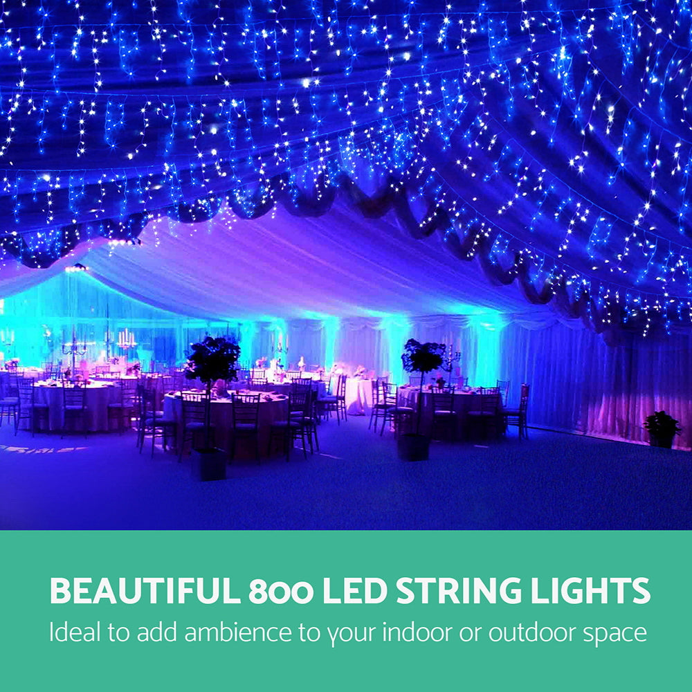 800 LED Christmas Icicle Lights White and Blue - image3