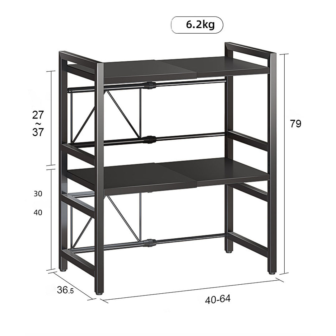 Premium 2X 3 Tier Steel Black Retractable Kitchen Microwave Oven Stand Multi-Functional Shelves Storage Organizer - image11
