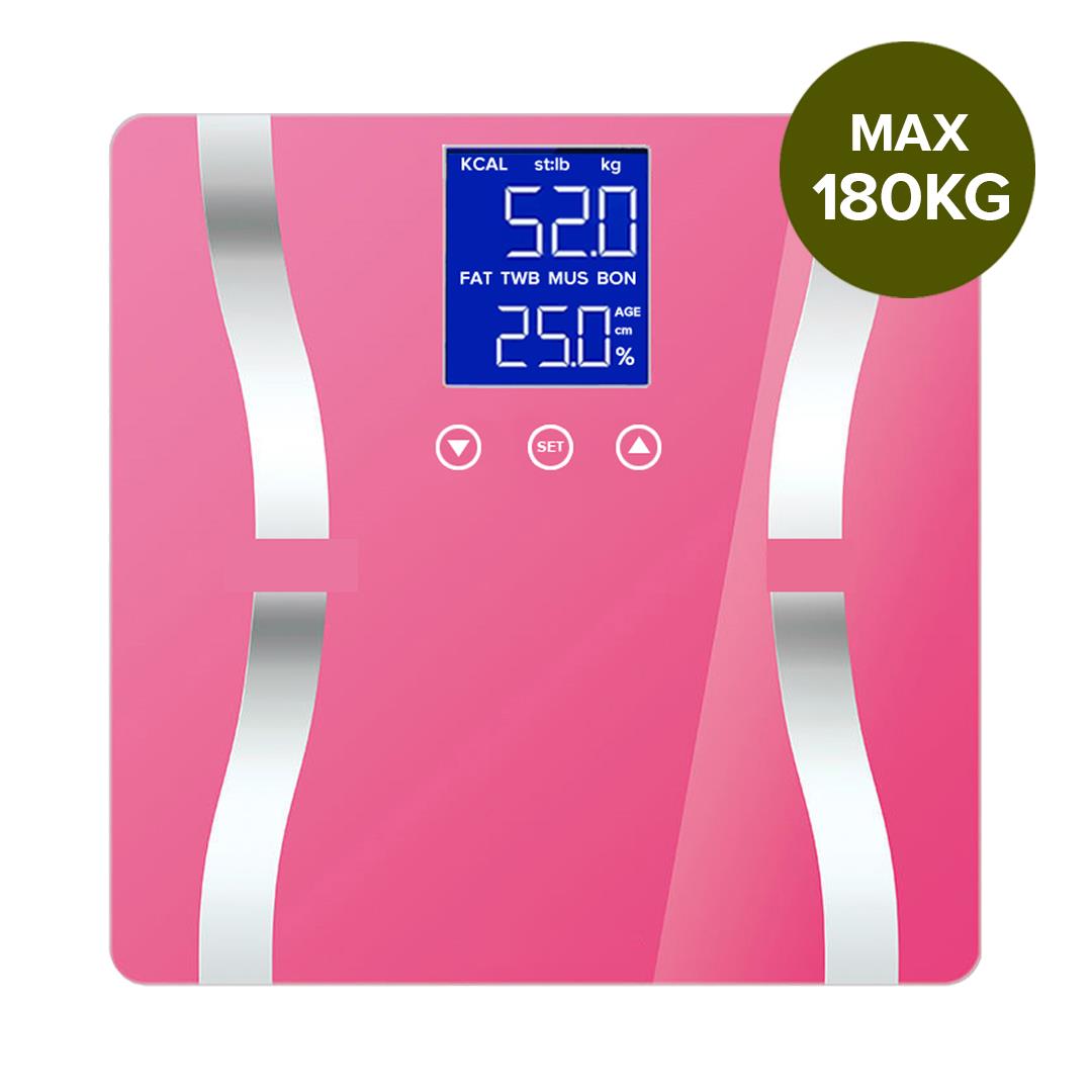 Premium Glass LCD Digital Body Fat Scale Bathroom Electronic Gym Water Weighing Scales Pink - image10