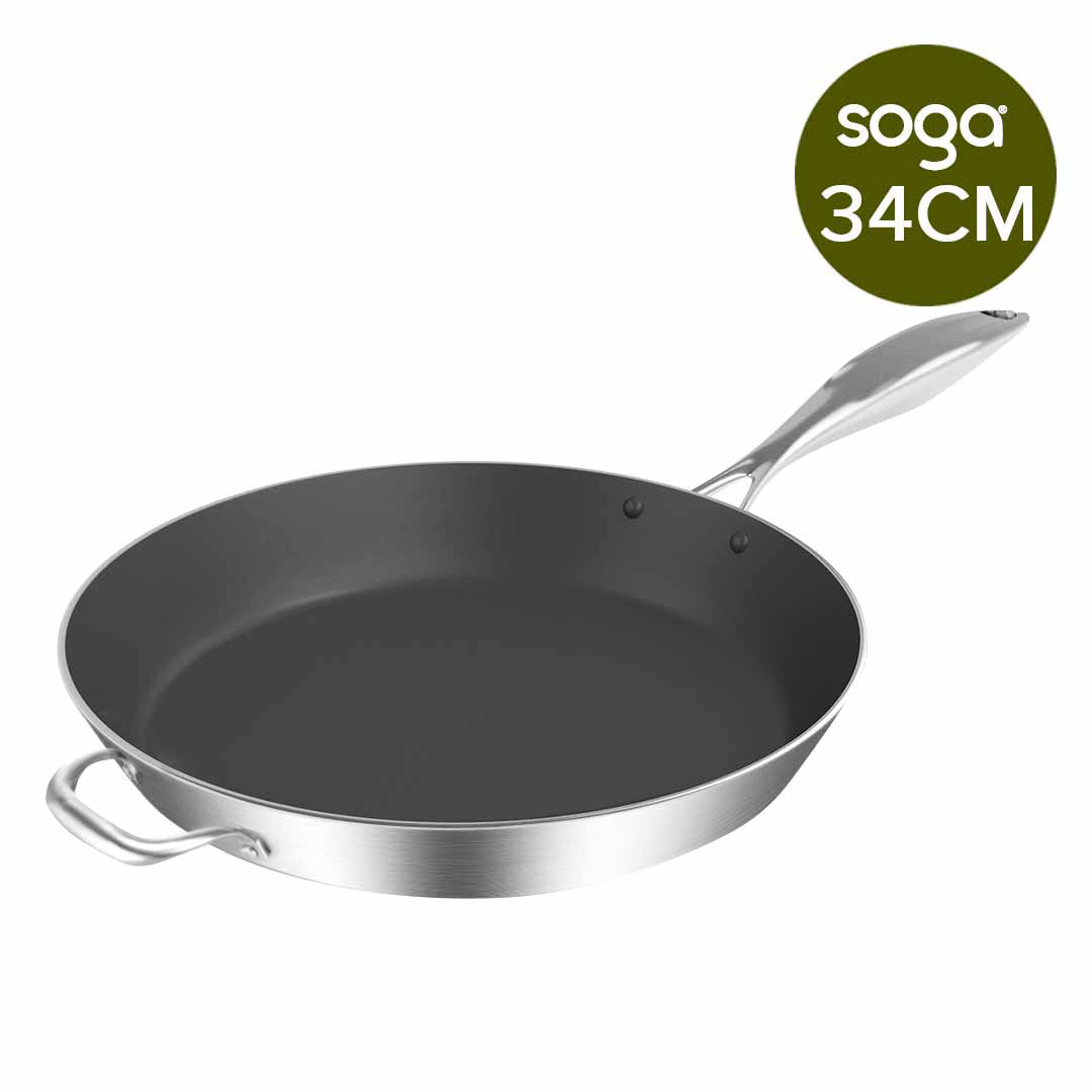 Premium Stainless Steel Fry Pan 34cm Frying Pan Induction FryPan Non Stick Interior - image12