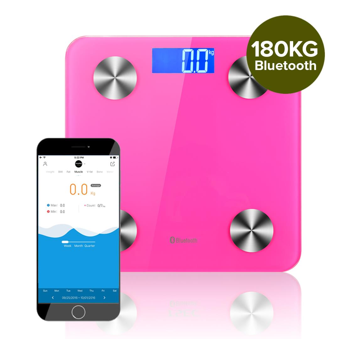 Premium Wireless Bluetooth Digital Body Fat Scale Bathroom Health Analyser Weight Pink - image8