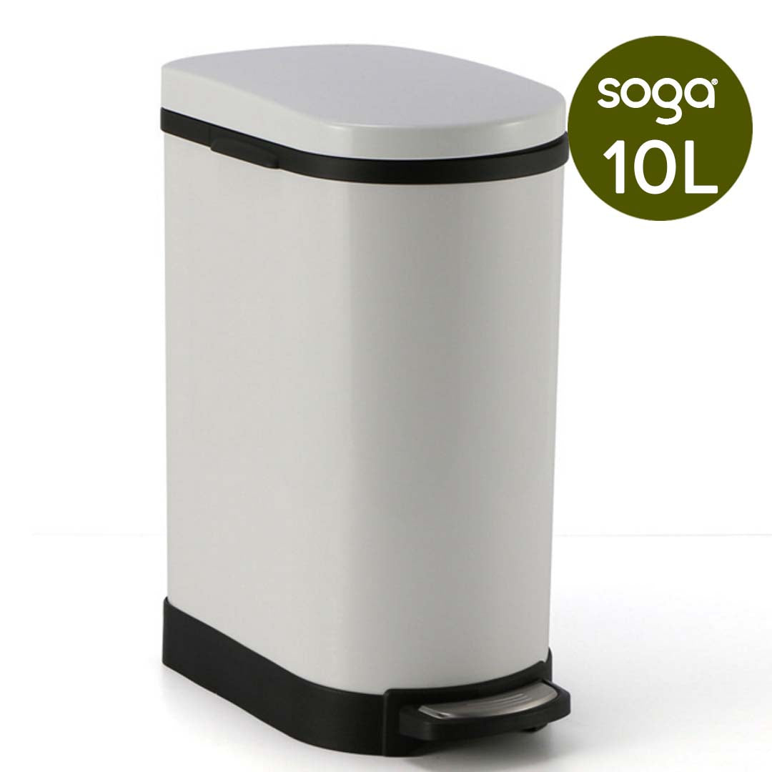 Premium Foot Pedal Stainless Steel Rubbish Recycling Garbage Waste Trash Bin 10L U White - image8