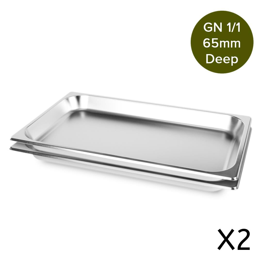 Premium 2X Gastronorm GN Pan Full Size 1/1 GN Pan 6.5cm Deep Stainless Steel Tray - image13