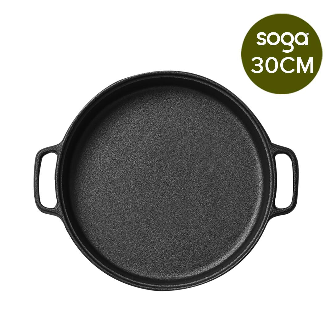 Premium Cast Iron Frying Pan Skillet Coating Steak Sizzle Platter 30cm - image10