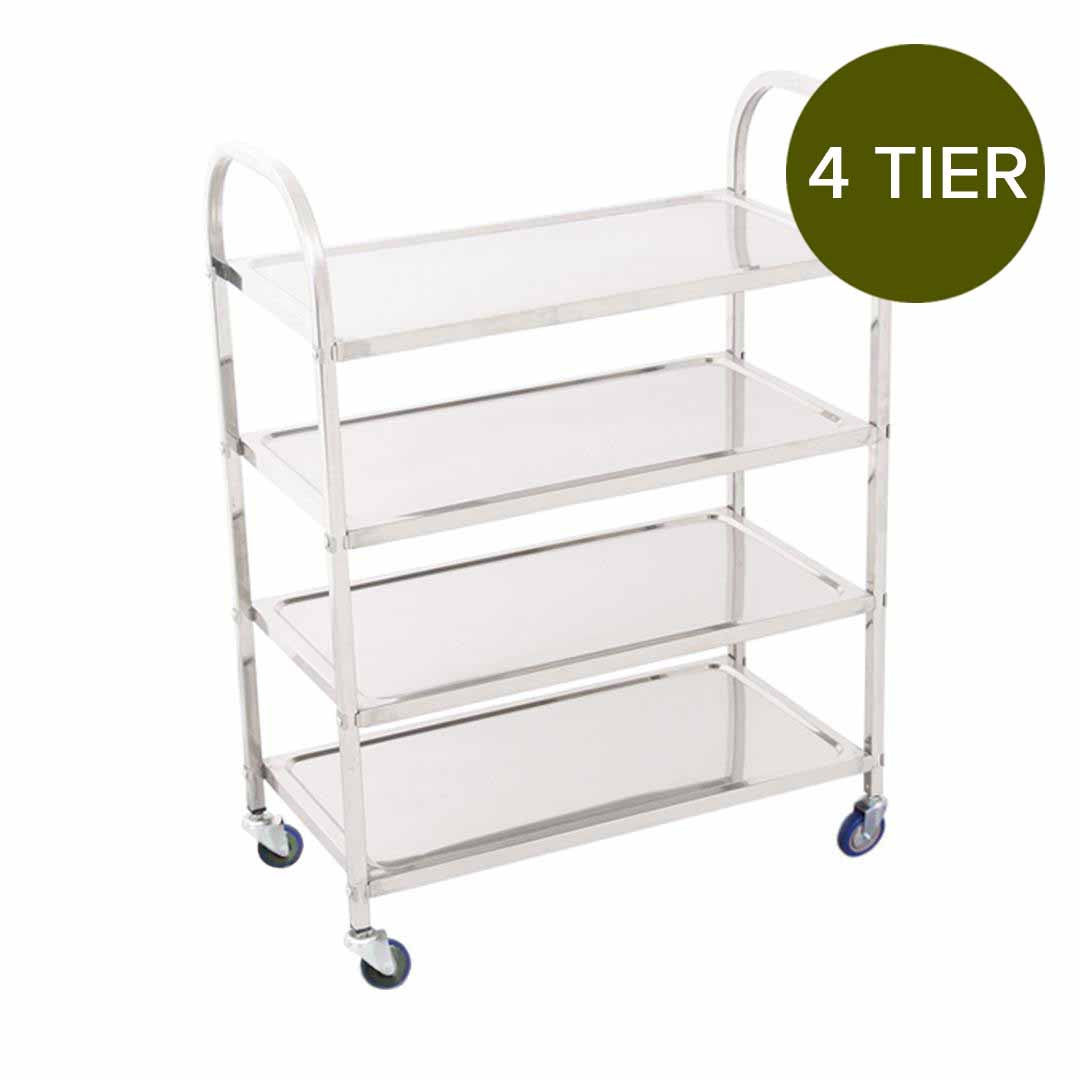 Premium 4 Tier Stainless Steel Kitchen Dinning Food Cart Trolley Utility Size Square Small - image8