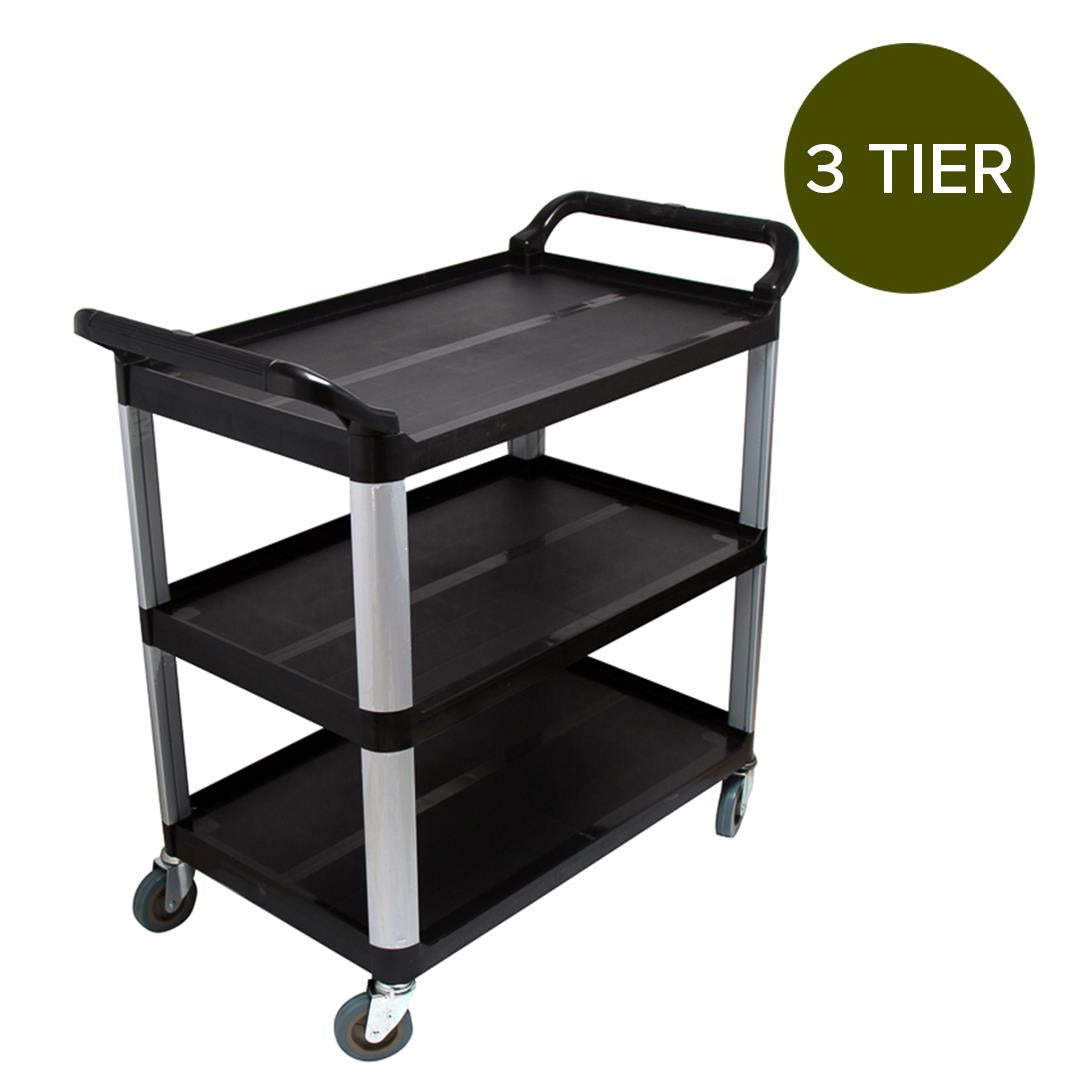 Premium 3 Tier Food Trolley Food Waste Cart Storage Mechanic Kitchen Black Large - image10