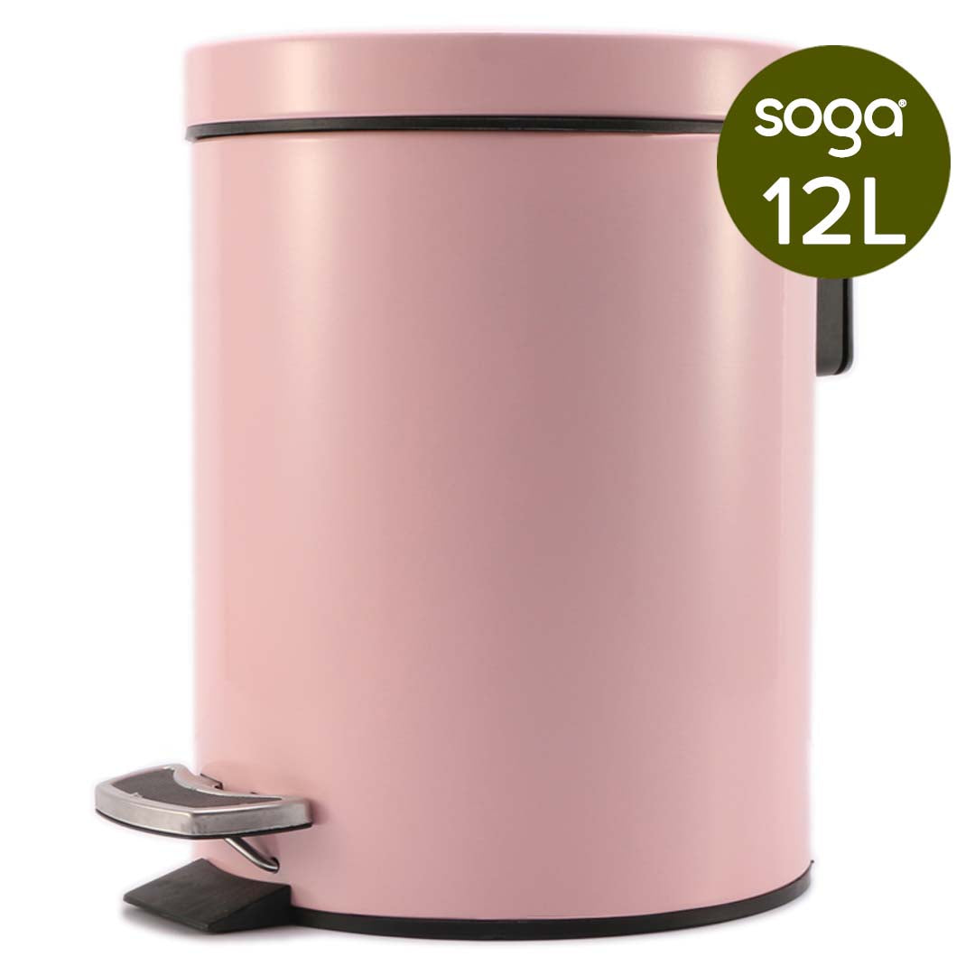 Premium 12L Modern Foot Pedal Trash Bin Waste Kitchen Bathroom Stainless Steel Round Pink - image8