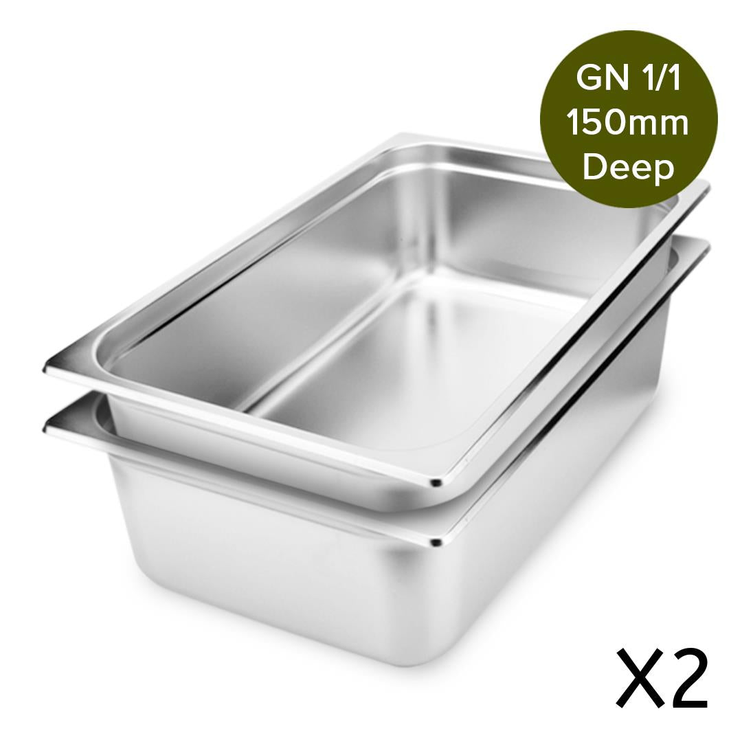 Premium 2X Gastronorm GN Pan Full Size 1/1 GN Pan 15cm Deep Stainless Steel Tray - image18