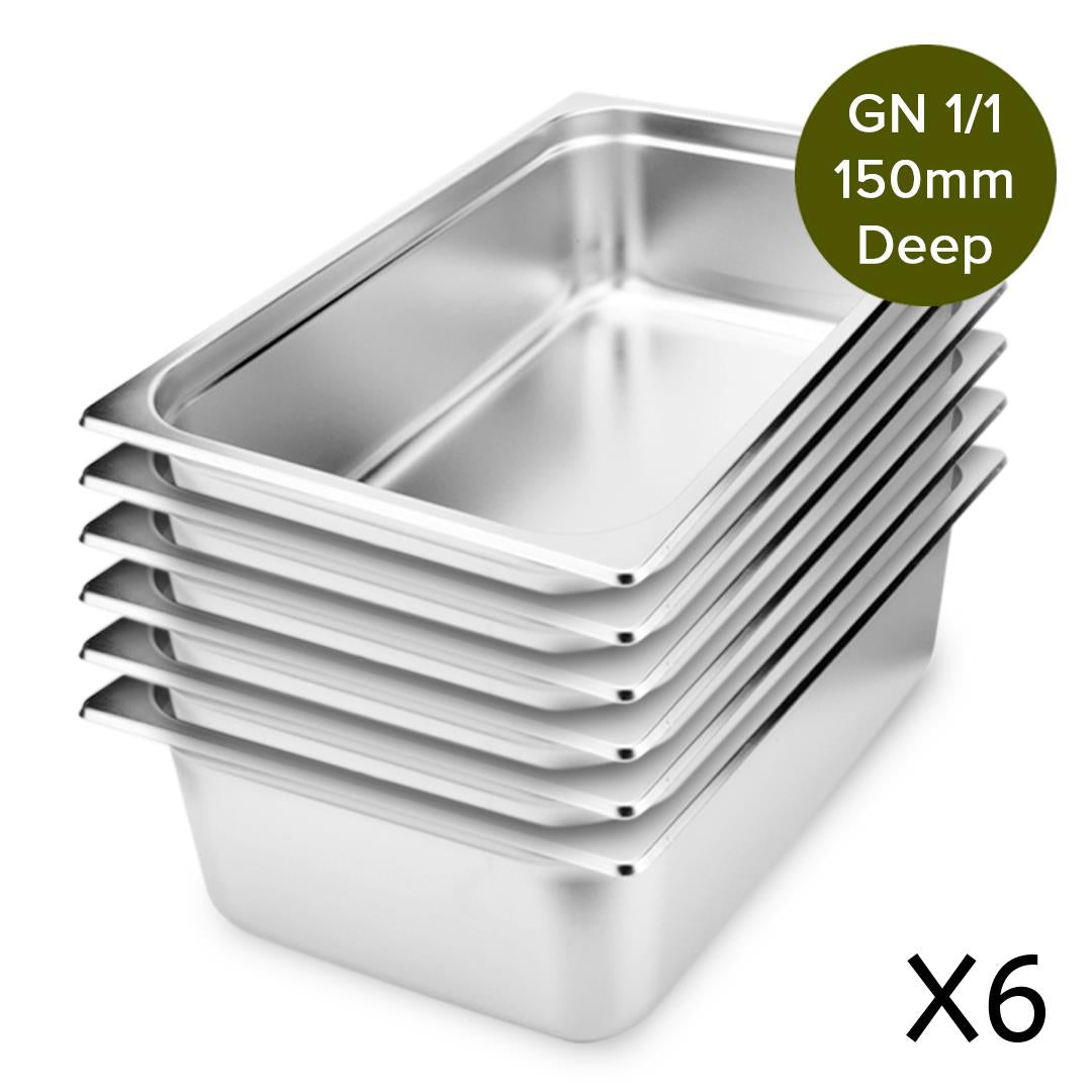 Premium 6X Gastronorm GN Pan Full Size 1/1 GN Pan 15cm Deep Stainless Steel Tray - image13