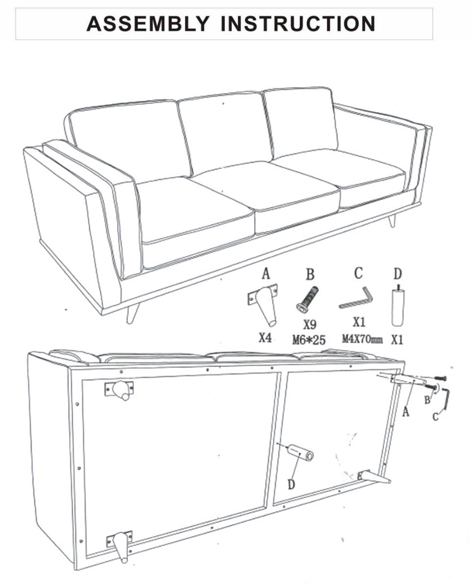 3 Seater Sofa Beige Fabric Modern Lounge Set for Living Room Couch with Wooden Frame - image8