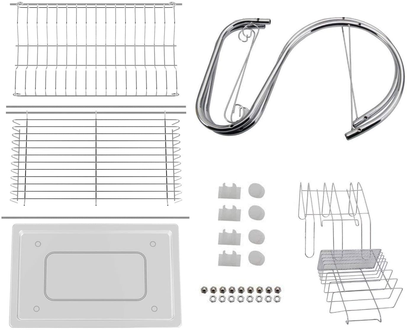 2 Tier Dish Rack with Drain Board for Kitchen Counter and Plated Chrome Dish Dryer Silver 42 x 25,5 x 38 cm - image5