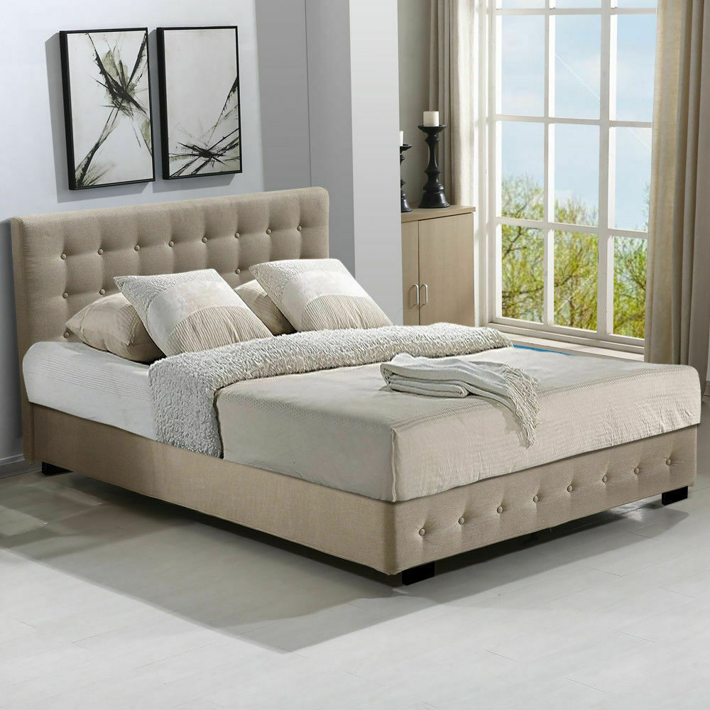 Bed Frame Base With Gas Lift Double Size Platform Fabric - image5