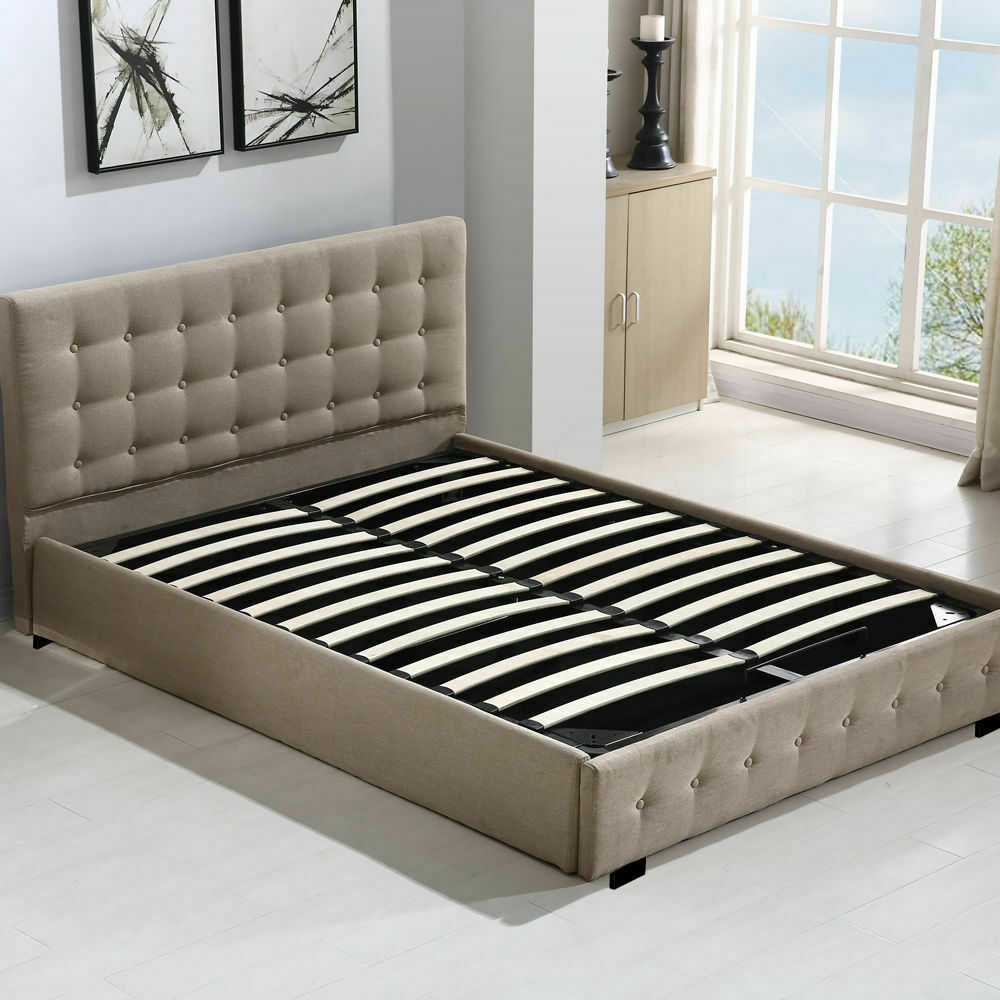 Bed Frame Base With Gas Lift Double Size Platform Fabric - image6