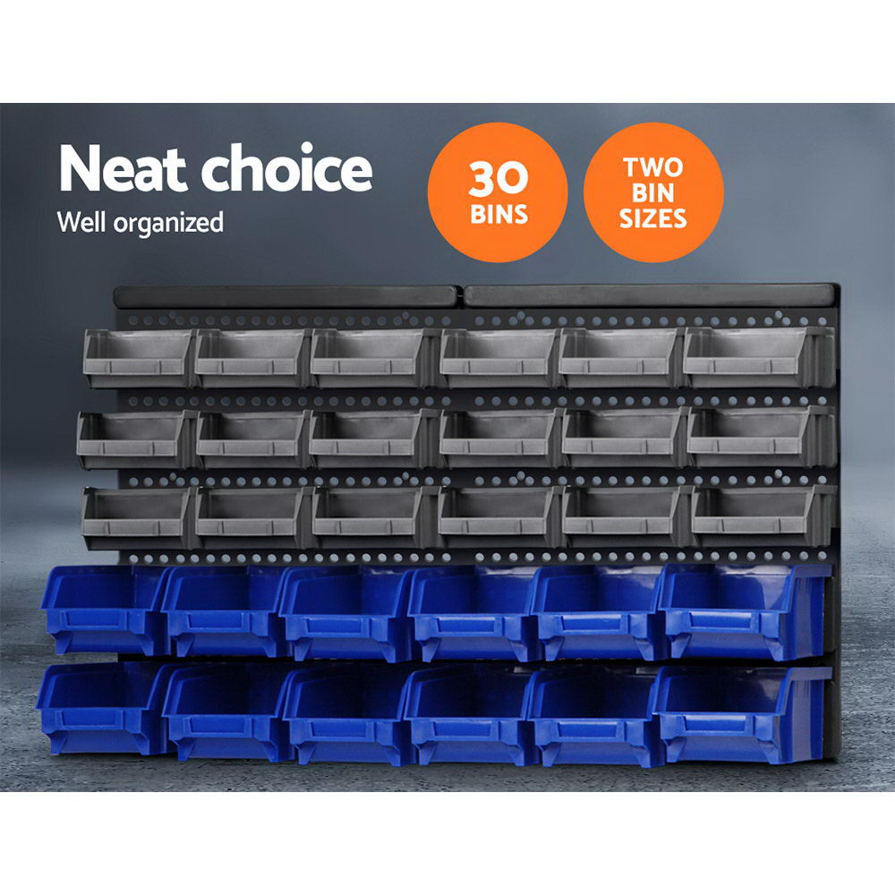 30 Bin Wall Mounted Rack Storage Organiser - image4