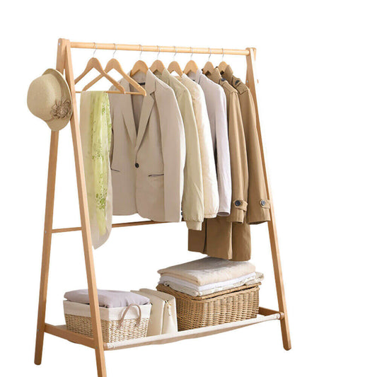 Clothes Stand Garment Dyring Rack Hanger Organiser Wooden Rail Portable - image1