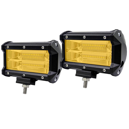 2x 5inch Flood LED Light Bar Offroad Boat Work Driving Fog Lamp Truck Yellow - image1