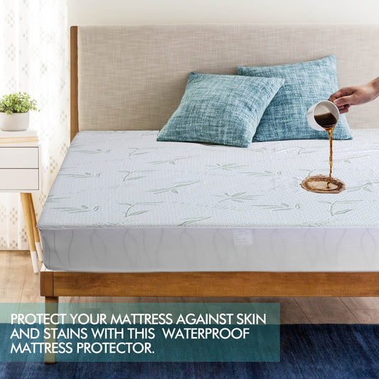 Fully Fitted Waterproof Breathable Bamboo Mattress Protector Double Size - image1