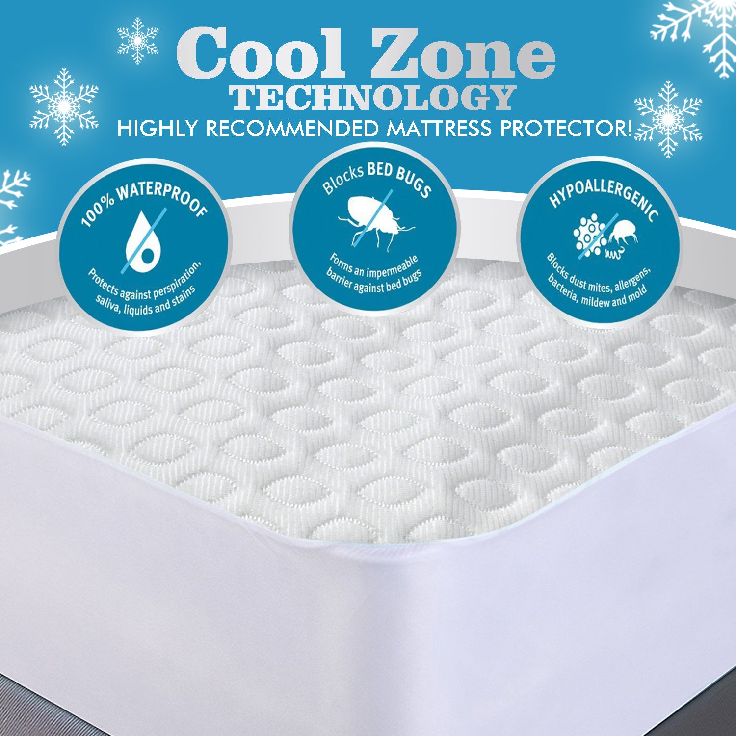 Mattress Protector Topper Polyester Cool Fitted Cover Waterproof Single - image4