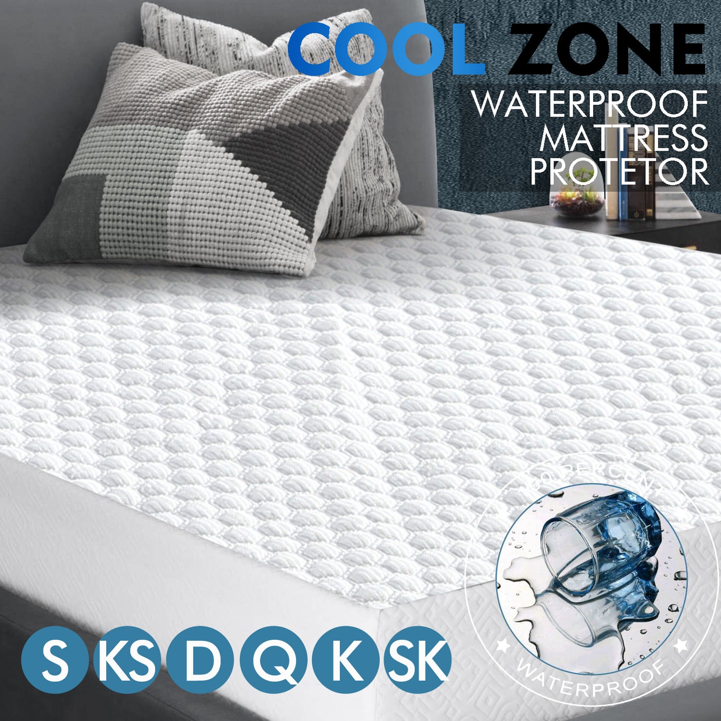 Mattress Protector Topper Polyester Cool Cover Waterproof Super King - image13