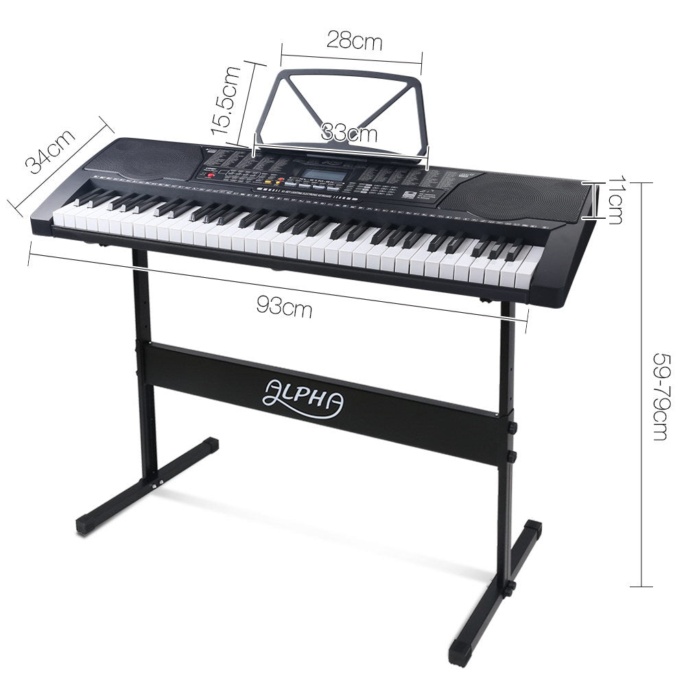 Alpha 61 Key Lighted Electronic Piano Keyboard LCD Electric w/ Holder Music Stand - image2