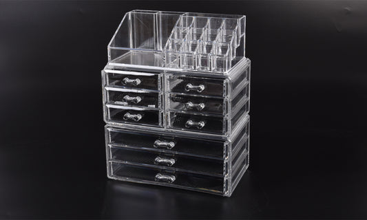 9 Drawer Clear Acrylic Cosmetic Makeup Organizer Jewellery Storage Box - image1