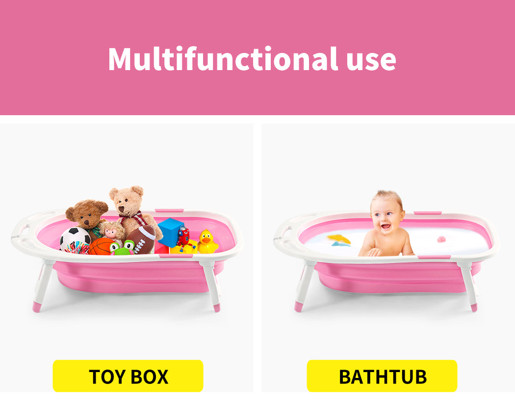 Baby Bath Tub Infant Toddlers Foldable Bathtub Folding Safety Bathing ShowerPink - image6