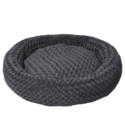 Calming Dog Bed Warm Soft Plush Pet Cat Cave Washable Portable Dark Grey XL - image1