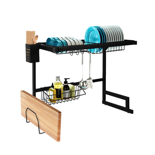 Dish Drying Rack Over Sink Stainless Steel Dish Drainer Organizer 2 Tier 65CM - image1