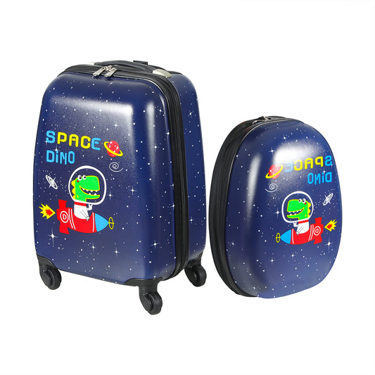 BoPeep 16''13'' 2PCS Kids Luggage Set Travel Suitcase Child Space Dino Backpack - image1