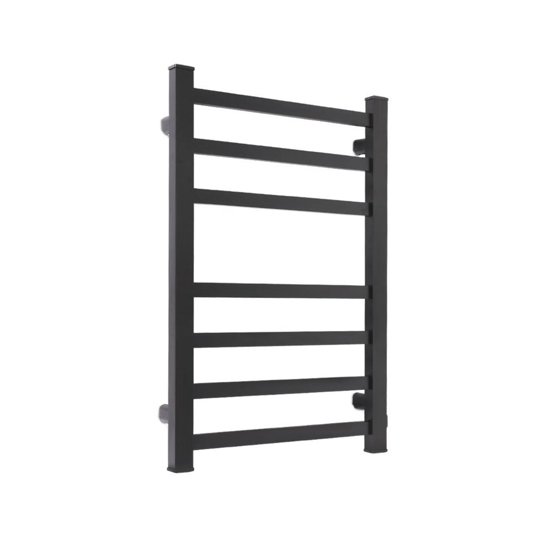 Dutxa Heated Towel Rail Rack Bathroom Electric Rails 7 Bars 130W  Warmer Black - image1