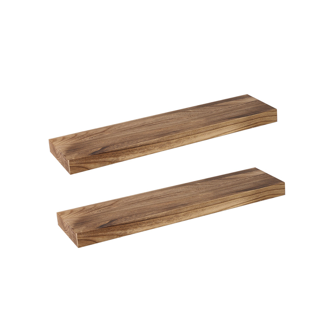 Levede 2 Pcs Floating Shelves Wall Mounted Storage Solid Wood Display Shelf - image1