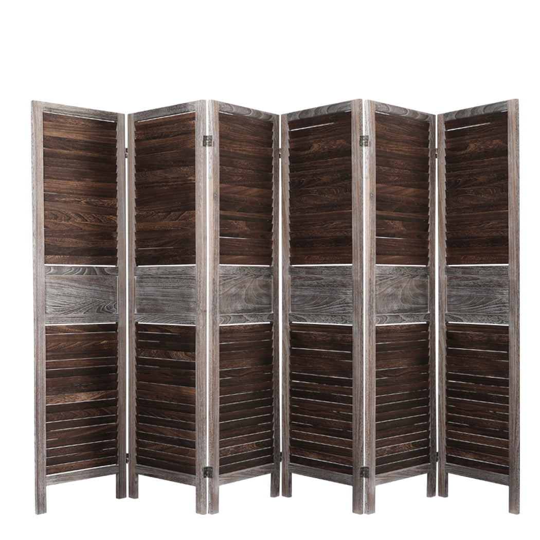 6 Panel Room Divider Folding Screen Privacy Dividers Stand Wood Brown - image1