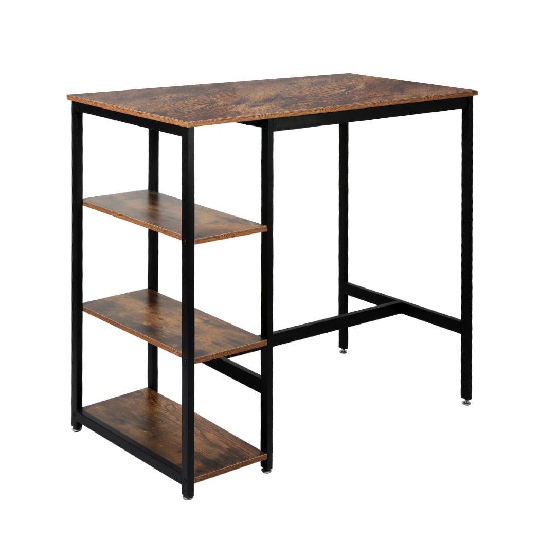 Levede High Bar Table Pub Industrial 3-Tier Storage Shelf Wooden Cafe 110CMX60CM - image1