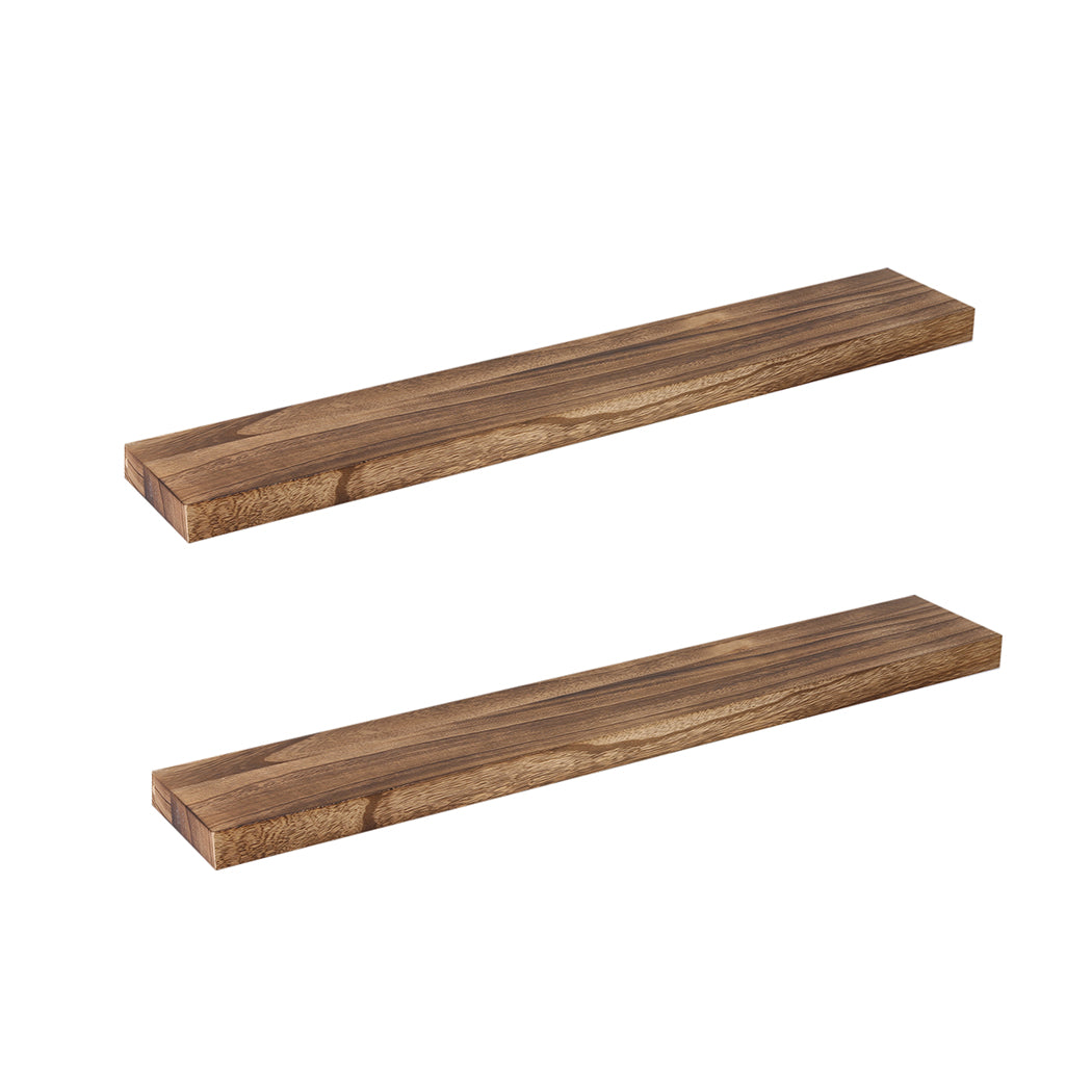 2Pcs Floating Shelves Wall Mounted Storage Solid Wood Display Shelf - image2