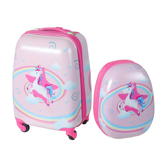 BoPeep 16''13'' 2PCS Kids Luggage Set Travel Suitcase Child Bag Backpack Unicorn - image1