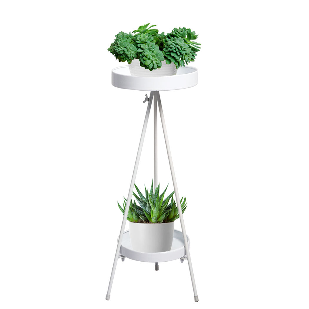 Plant Stand 2 Tiers Outdoor Indoor Metal Flower Pots Rack Garden Black - image1