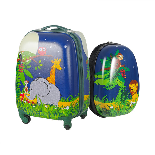 BoPeep 16''13'' 2PCS Kids Luggage Set Travel Suitcase Child Bag Backpack Jungle - image1